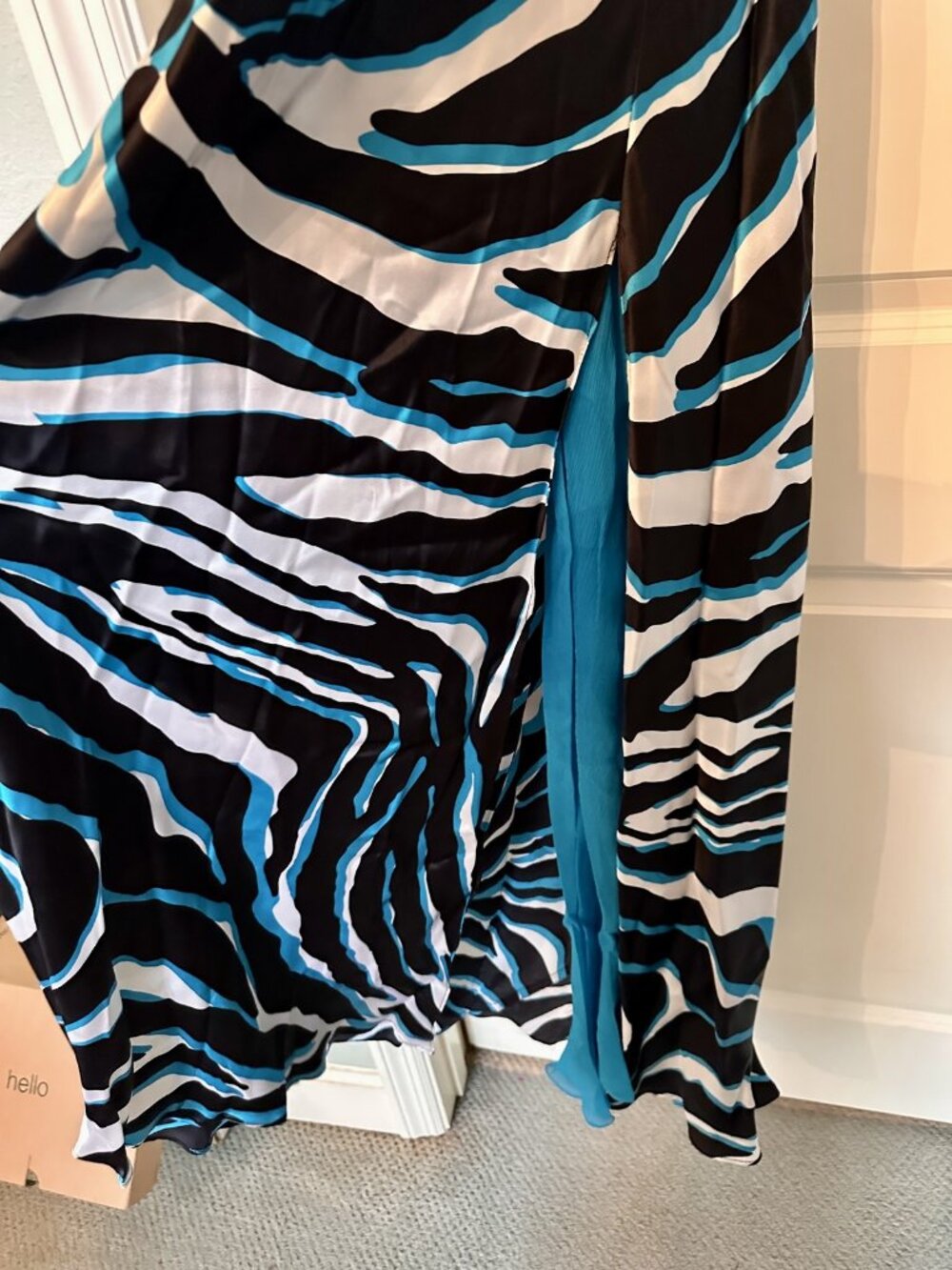 Cache - Black & Turquoise Zebra Print Y2K Formal Dress - Perfect Condition! - Picture 2 of 6